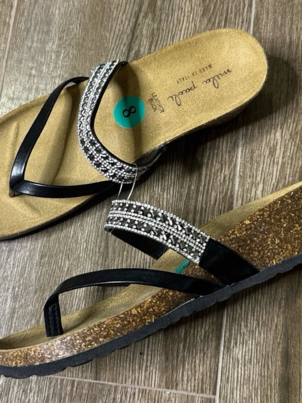 Mila Paoli Wedge Sandals Cork Platform Rhinestone Italy 8